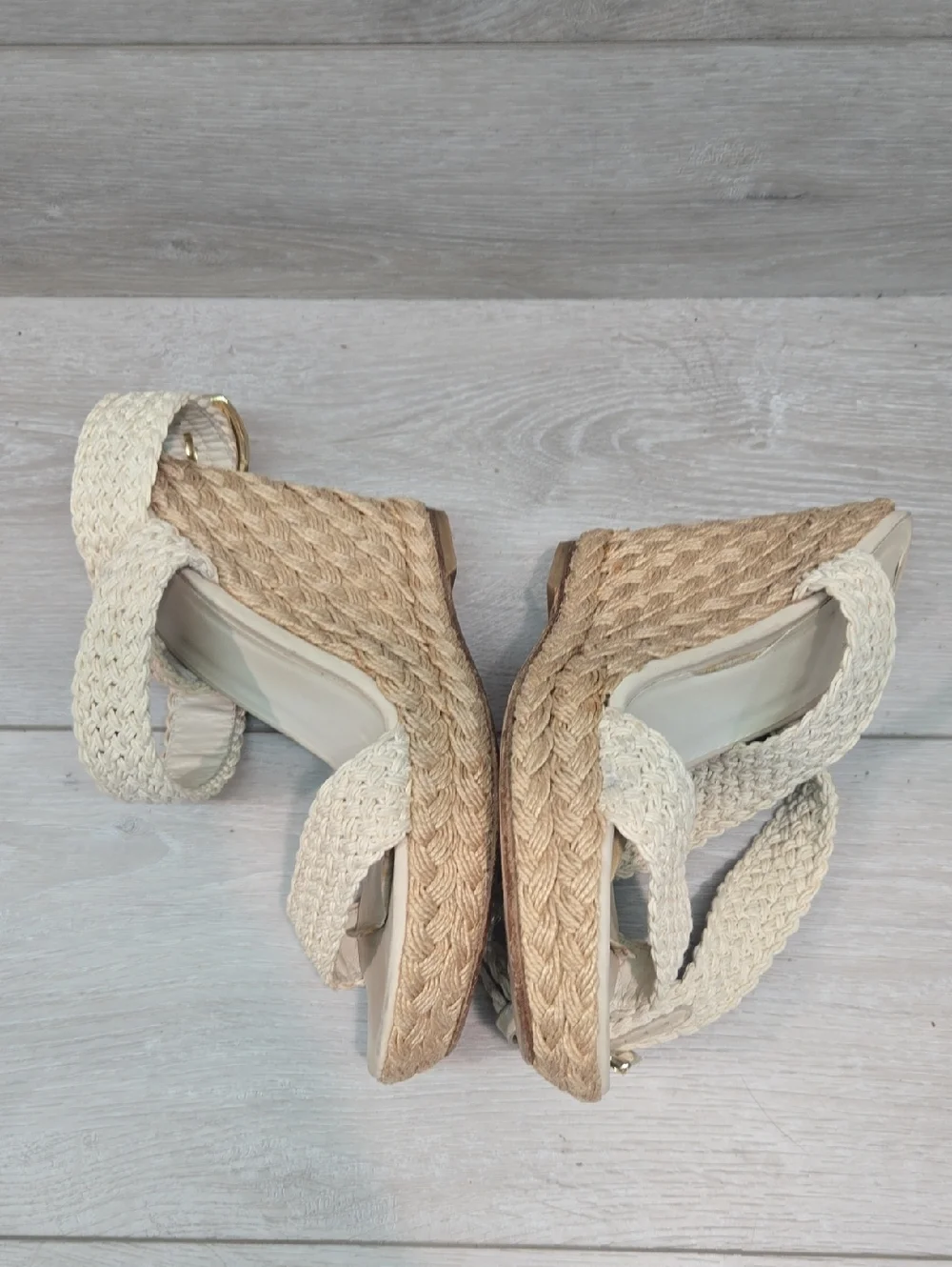 Stuart Weitzman Women Woven Espadrille Wedge Sandals Shoes Sz 7.5M - Picture 10 of 12